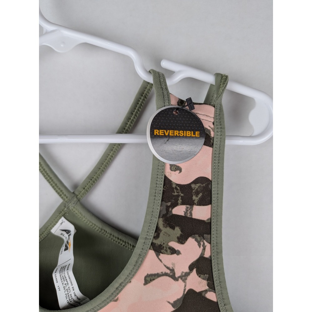 Avia Girls Reversible Camo Sports Bra XL Pink Green Athletic Fitness - Picture 3 of 4